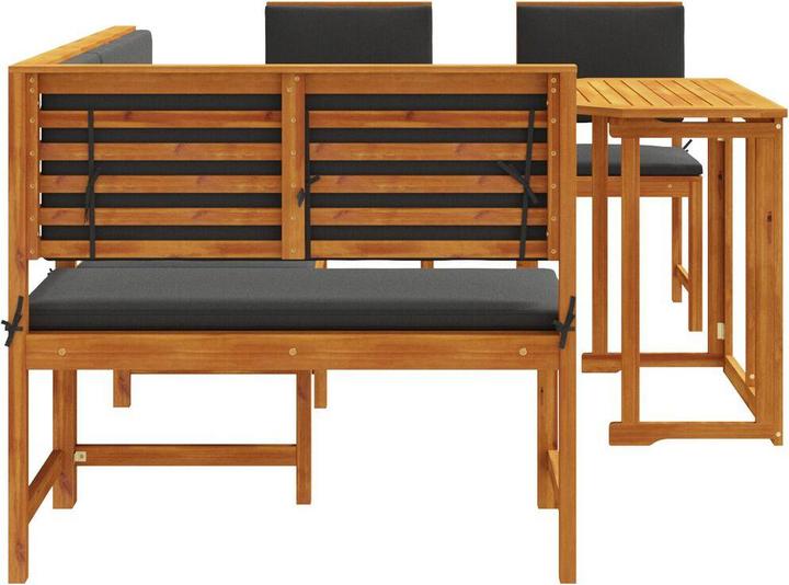 Produktbild vidaXL 4-teiliges Garten-Esszimmer-Set mit Kissen aus massivem Akazienholz