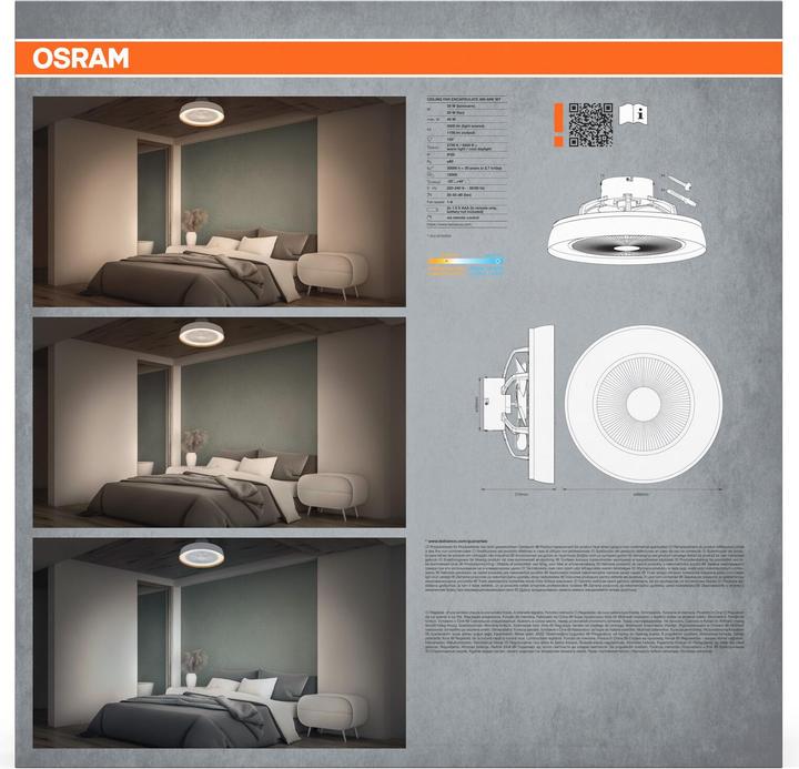 Produktbild Osram HOMELIGHTING Ceiling Fan Compact 480 49W White Deckenventilator 49 W