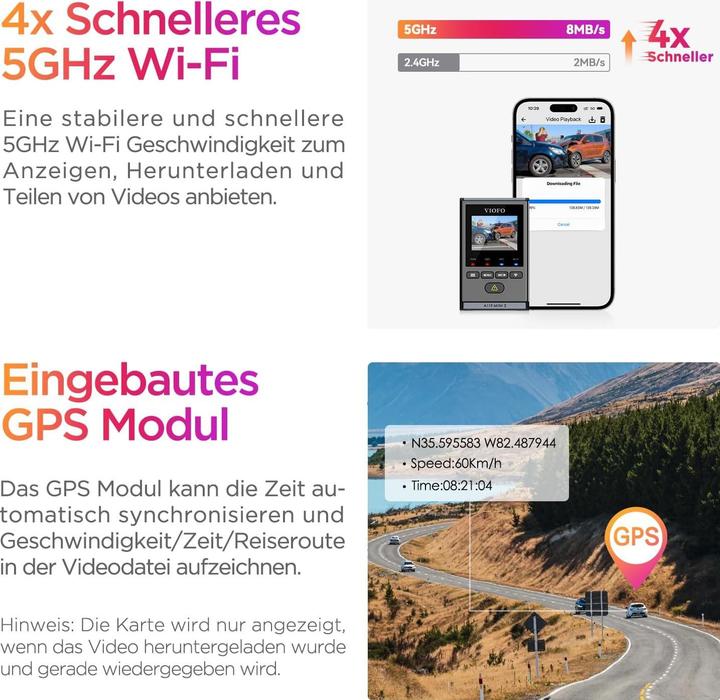 Image du produit Viofo A119 Mini 2 (Écran intégré, Récepteur GPS, 2.7K)