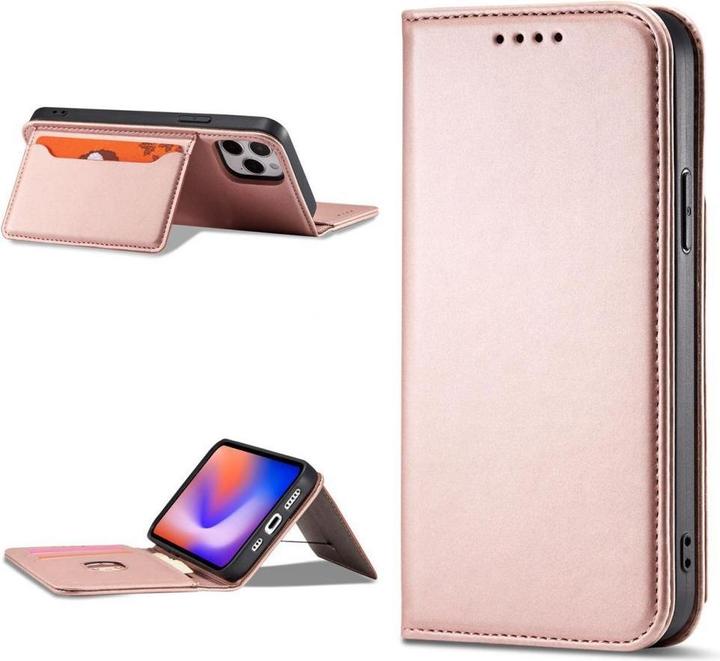 Image du produit Hurtel Etui Magnétique pour iPhone 12 Pro Pochette Portefeuille Carte Stand Rose (Apple iPhone 12 Pro)