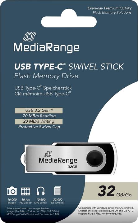 Image du produit MediaRange Swivel Stick (32 Go, USB-C)