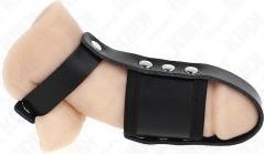 Actual product image Kink Leather Penis Ring With Adjustable Coated Squat Separator Strap