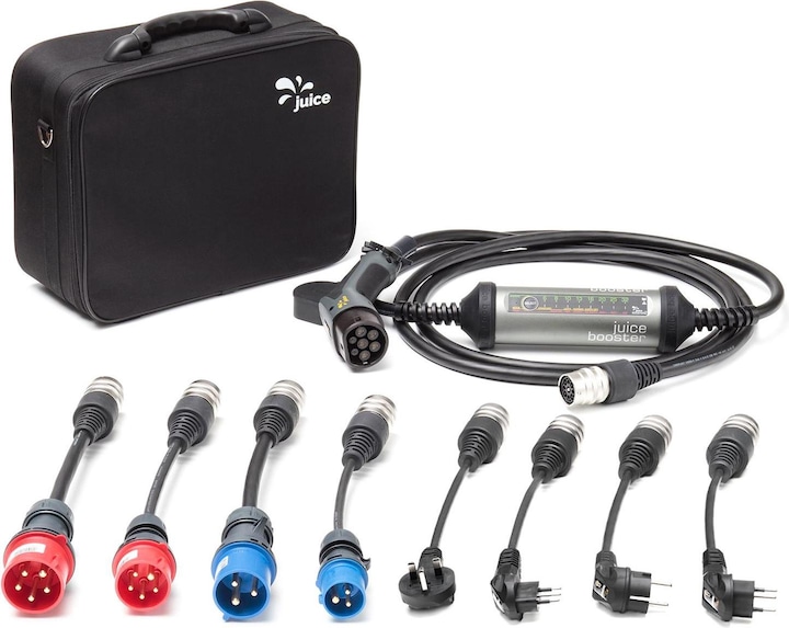 4 Household plugs, JUICE BOOSTER 2 incl. 8 adapters: 4 industrial plugs