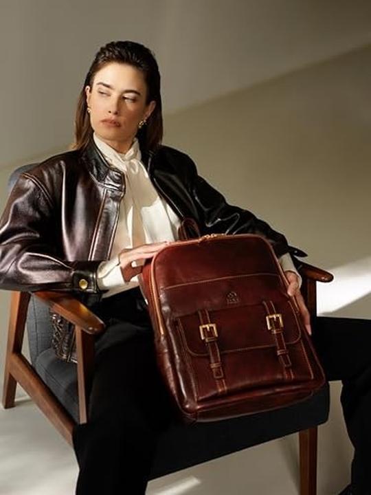 Actual product image Time Resistance Leather Backpack