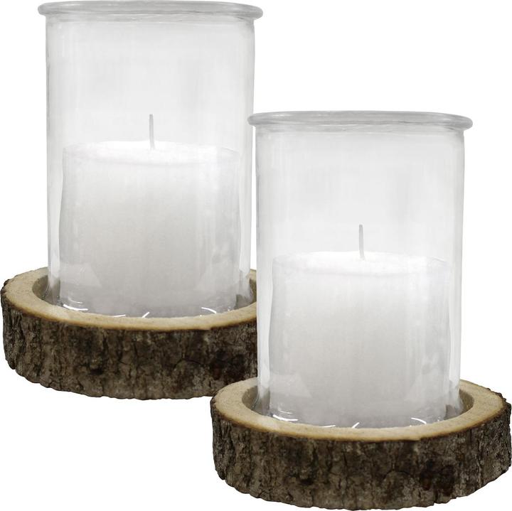 Immagine prodotto Natura Punto Set di 2 lanterne a candela su una base di legno (2x, 15 x 21 cm)