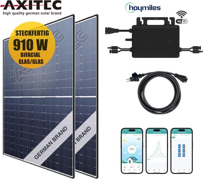 Supersolar Balkonkraftwerk-Set AXITEC Solar 910Wp/600W (910 W)