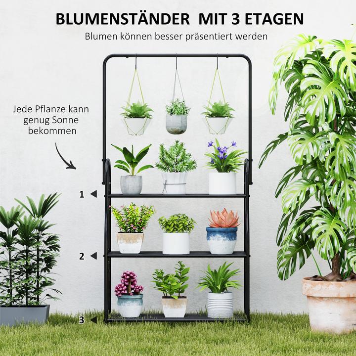 Produktbild Outsunny Pflanzenständer Metall Schwarz