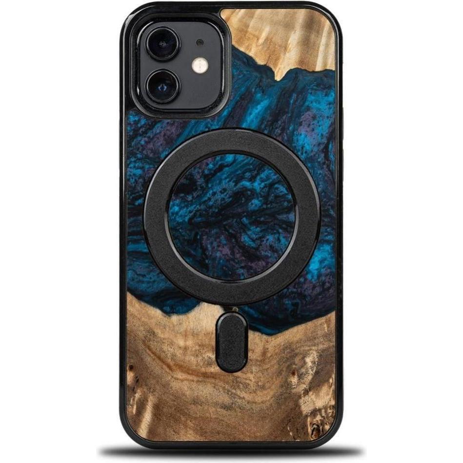 Bewood Holz- und Harzhülle für iPhone 12/12 Pro MagSafe Unique Neptune – Marineblau und Schwarz (Apple iPhone 12), Smart...