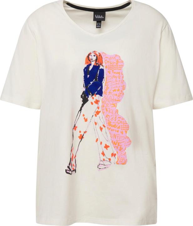 Image du produit Ulla Popken T-shirt oversize à col en V et manches courtes, motif femmes (50, 52)