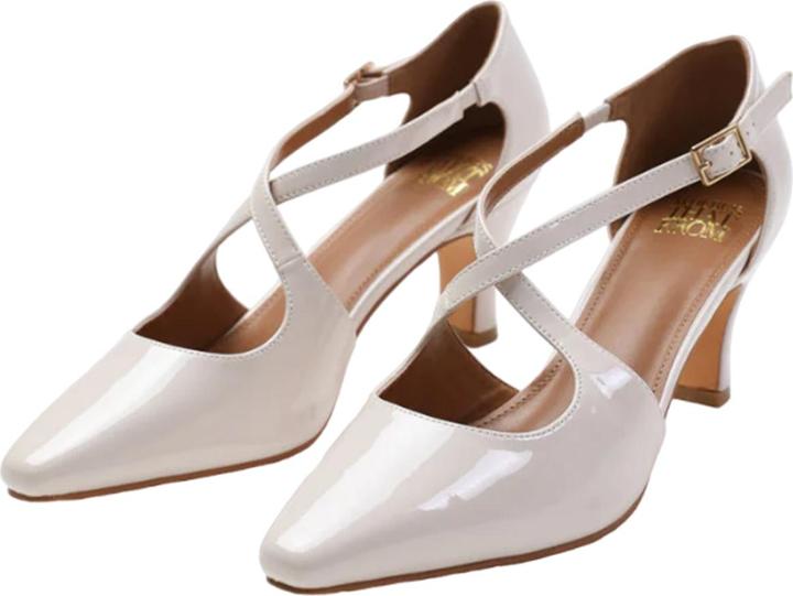 Actual product image Where's That From Womens/Ladies Colorado Patent Leather Crossover Strap Wide Medium Block Heel Sandals (38)