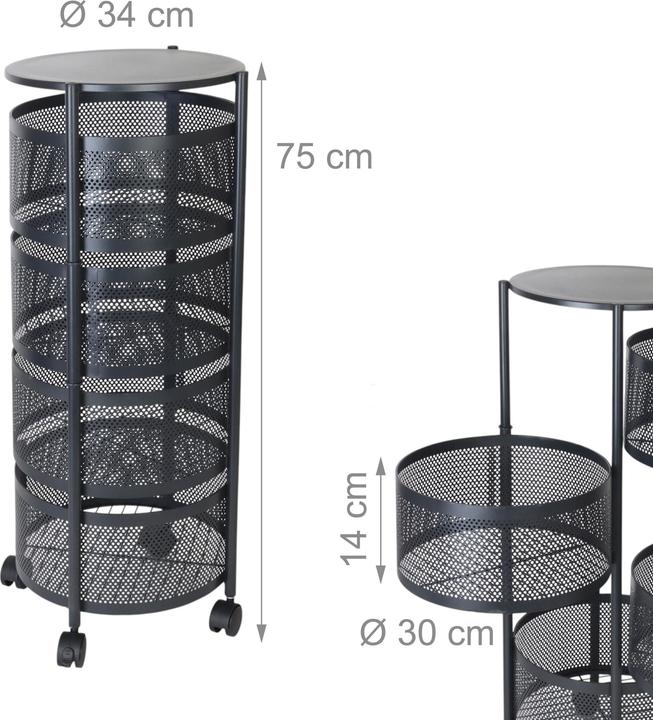 Image du produit Relaxdays Küchenwagen mit drehbaren Fächern