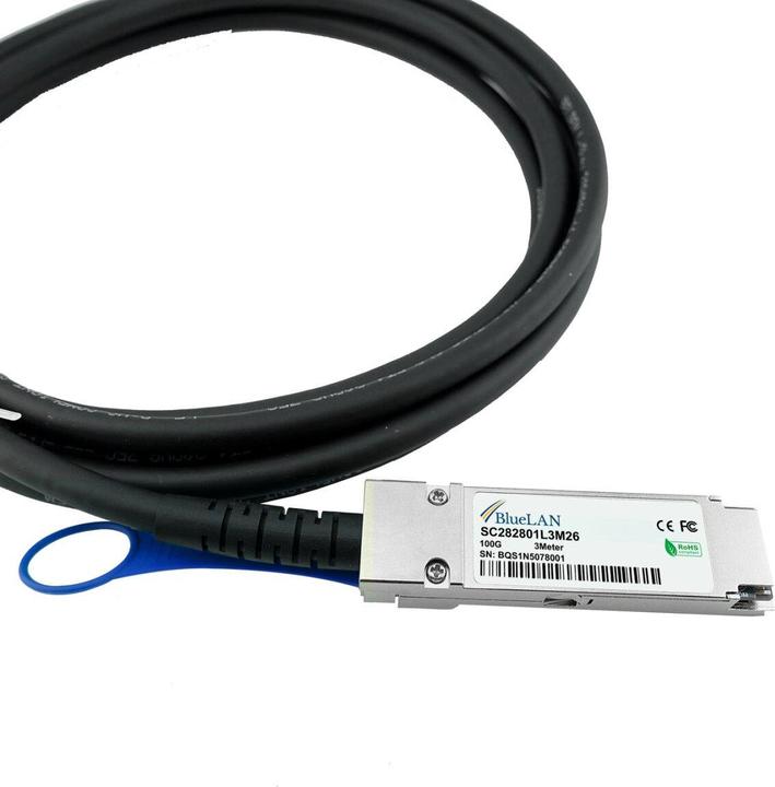 Actual product image BlueLAN Compatible Extreme Networks 10414 SC282801L5M26 QSFP28 Direct Attach Cable, 100GBASE-CR4, Infiniba