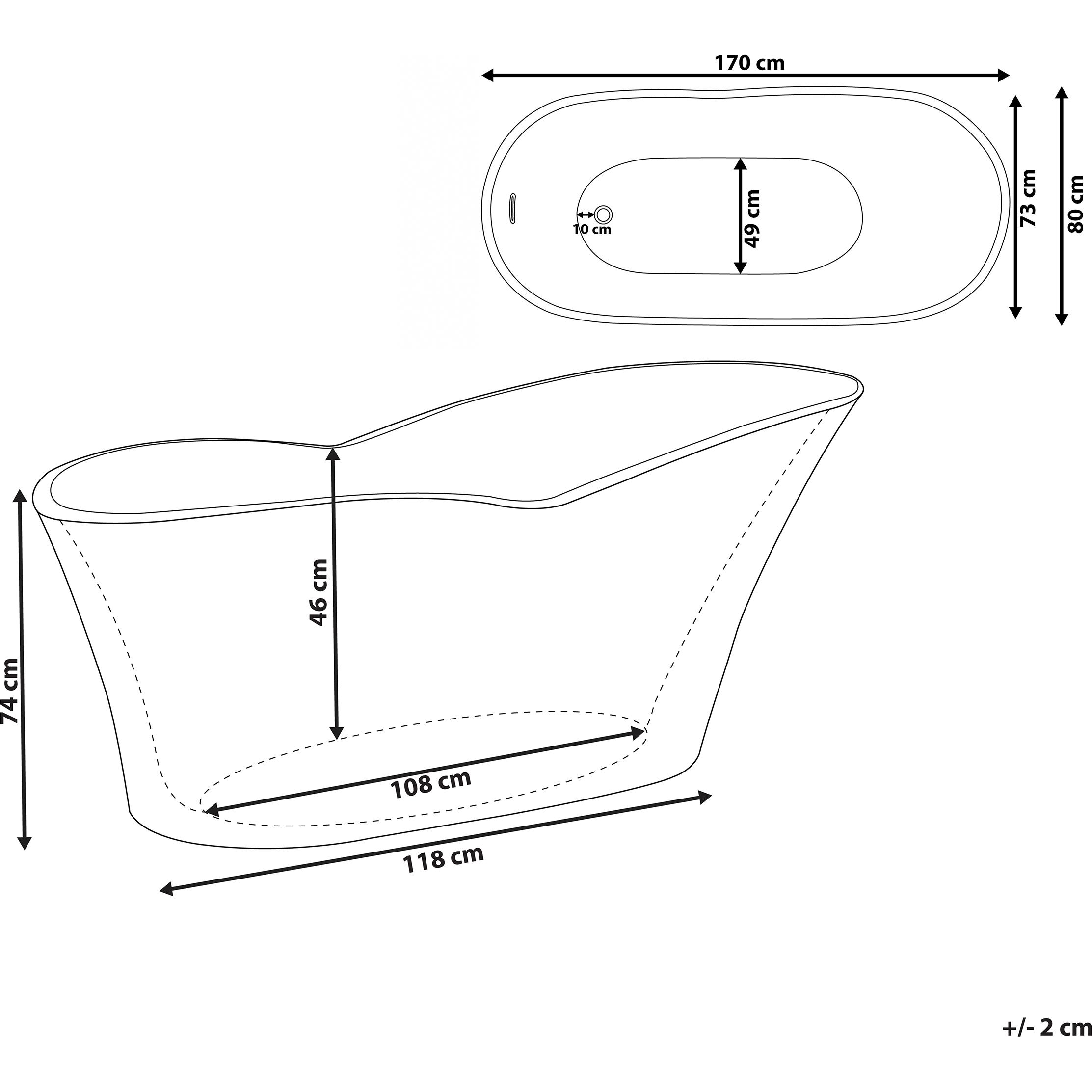 Thumbnail - Beliani, Badewanne, Badewanne freistehend weiss 170 x 80 cm DULCINA (243 l, 170 cm, 80 cm)