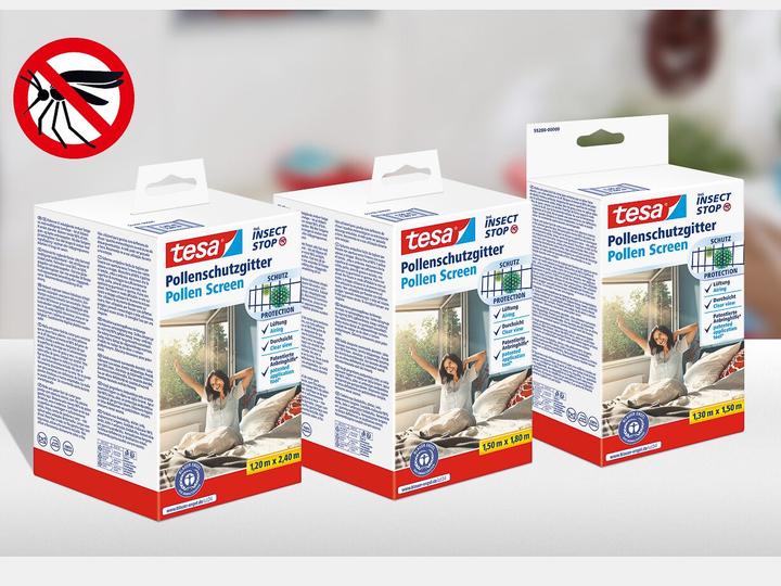 Produktbild tesa Pollenschutzgitter, für Allergiker, zuschneibar inkl. selbstklebendem Klettband (150 x 180 cm)