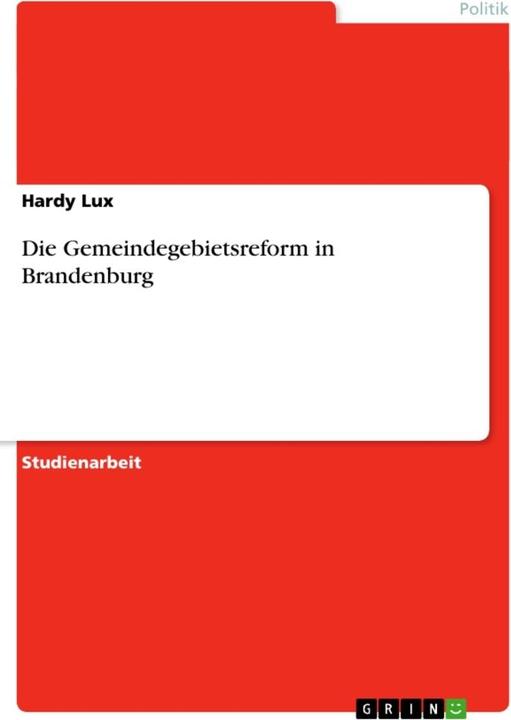 Produktbild Gemeindegebietsreform in Brandenburg (Deutsch, Hardy Lux, 2007)