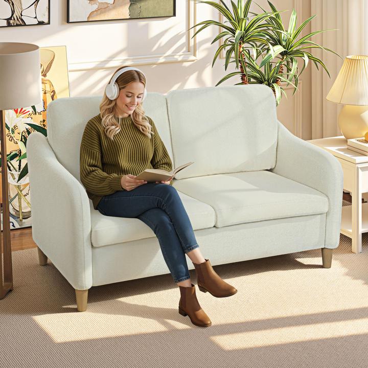 Produktbild Homcom Sofa Polyester, Eukalyptusholz Cremeweiss (2-Sitzer)