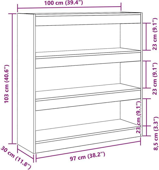 Actual product image vidaXL Bücherregal zur Aufbewahrung