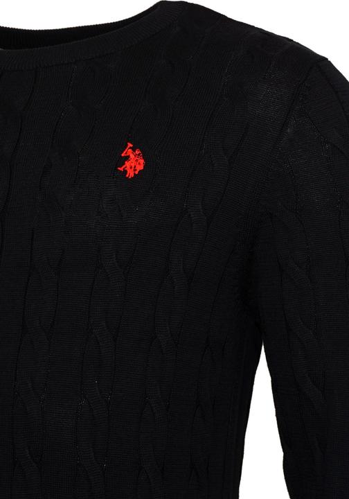 Produktbild U.S. Polo Pullover Rundhals Feinstrick Zopfmuster (L)