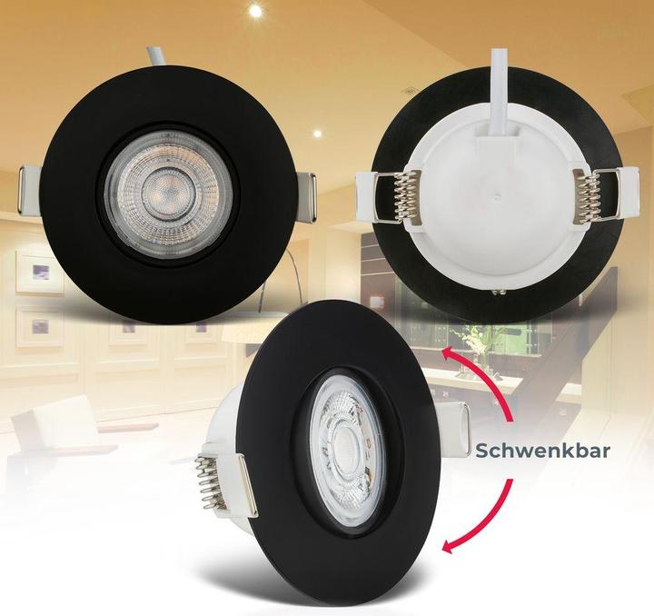 Image du produit B.K.Licht Lampes LED encastrées, set de 6, IP65, noir, 6xPlaque LED/4,9W (480 lm)