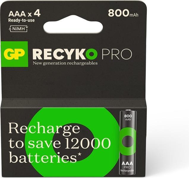 Produktbild GP Batteries GP Nab??jec?? bat. ReCyko Pro AAA (HR03) - 4ks (4 Stk., Gerätespezifisch, 800 mAh)