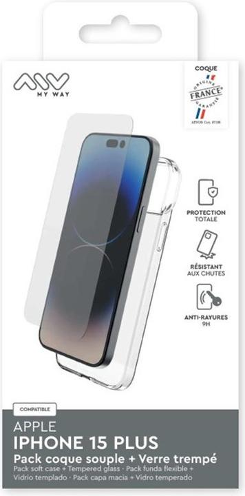 Actual product image My Way Apple iPhone 15 Plus Soft Cover+2D Screen Glass By Transparent (Apple iPhone 15 Plus)