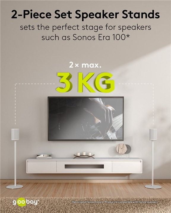 Image du produit Goobay Pied d'enceinte Modern Era 1 Base, blanc (1 pièce, Support, Non mobile)