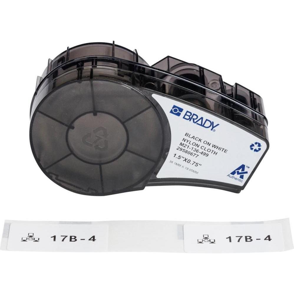 Brady, Etiketten, M21-136-499, Nylongewebe, Schwarz auf weiss, 19.05 x 38.10 mm, permanent (91 E.)