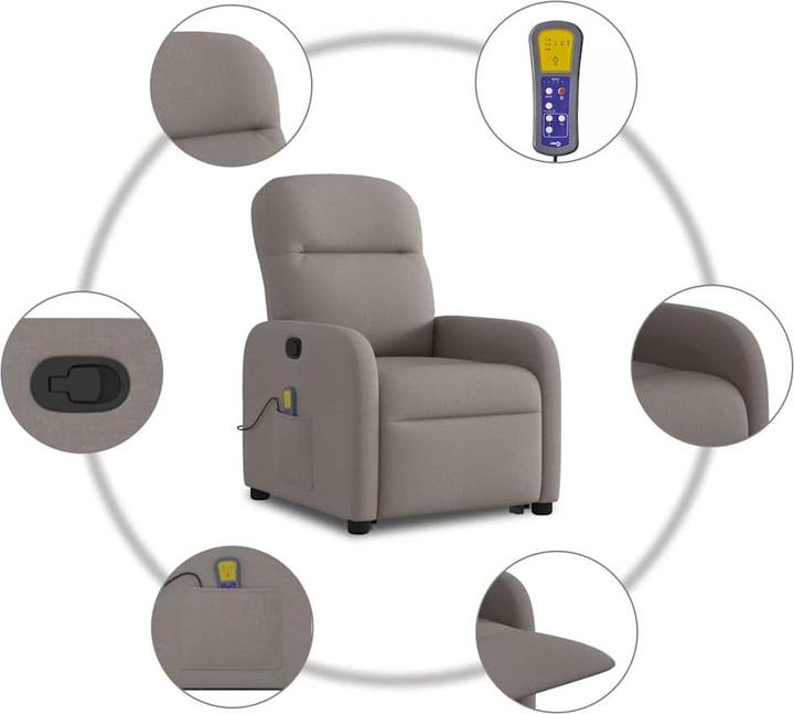 Actual product image VidaXL Massage chair with stand-up aid Taupe fabric