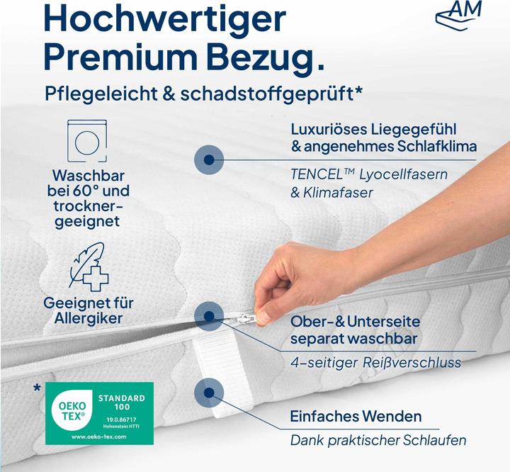 Immagine prodotto AM Qualitätsmatratzen 3D Deluxe 7-Zonen Taschenfederkernmatratze (160 x 200 cm, Nucleo della molla)