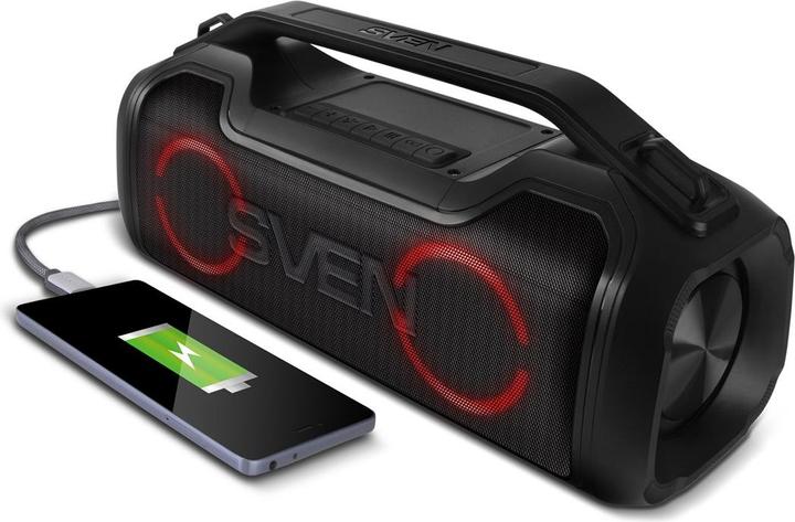 Image du produit Sven PS-390, juodas, power output (RMS), Atsparus vandeniui (IPx5), TWS, Bluetooth, Micro SD (10 h, Alimentation via port USB)