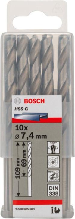 Produktbild Bosch Professional Zubehör PRO Metal HSS-G Spiralbohrer, 7,4 x 69 x 109 mm (7.4 mm)