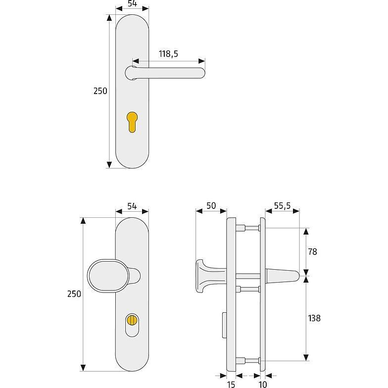 Thumbnail - Abus, Türgriff + Fenstergriff, KLZS714 F1 FS FH-Türbeschlag WG, aluminium (Türgriff)
