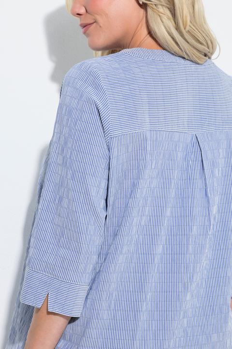 Actual product image Ulla Popken Textured Stripe Pintuck Blouse (60)