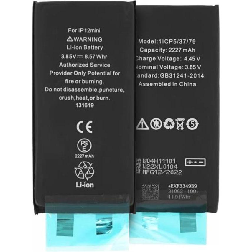 OEM - Smartphone Battery (18529) - without Flex-Cable - iPhone 12 Mini - 2227mAh - Black, Batteria smartphone