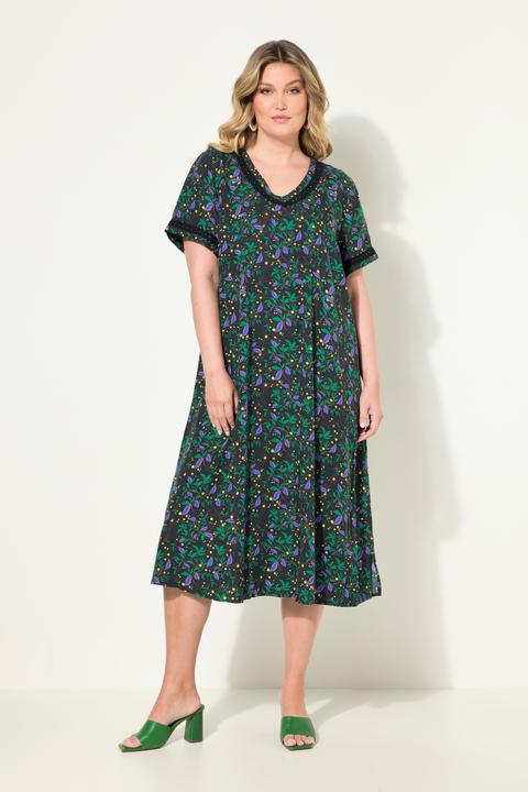 Actual product image Miamoda A-line maxi dress with leaf pattern and half sleeves (52)