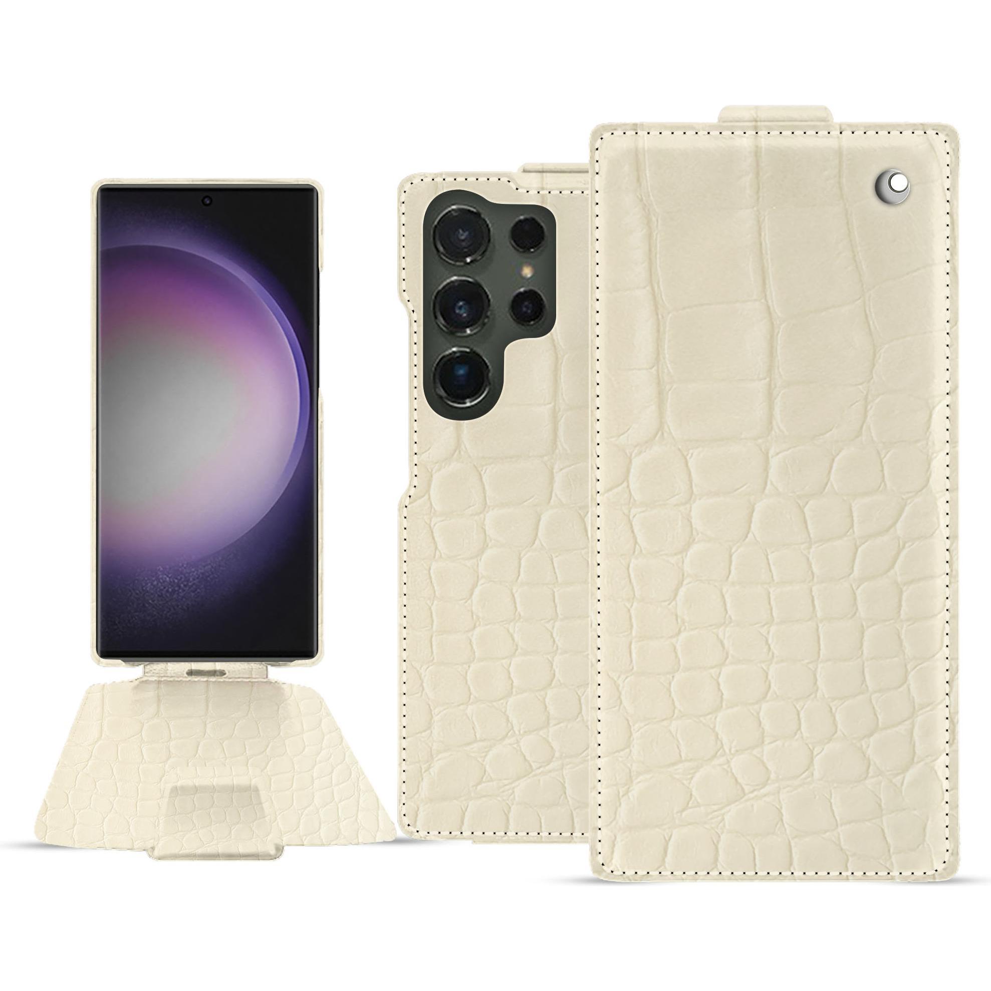 Noreve Lederschutzhülle vertikal (Samsung Galaxy S24 Ultra), Smartphone Hülle, Beige