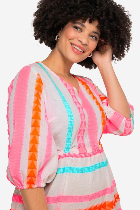 Produktbild Angel of Style Maxikleid, A-Linie, Jacquard-Streifen, V-Ausschnitt, 3/4-Ärmel (50)
