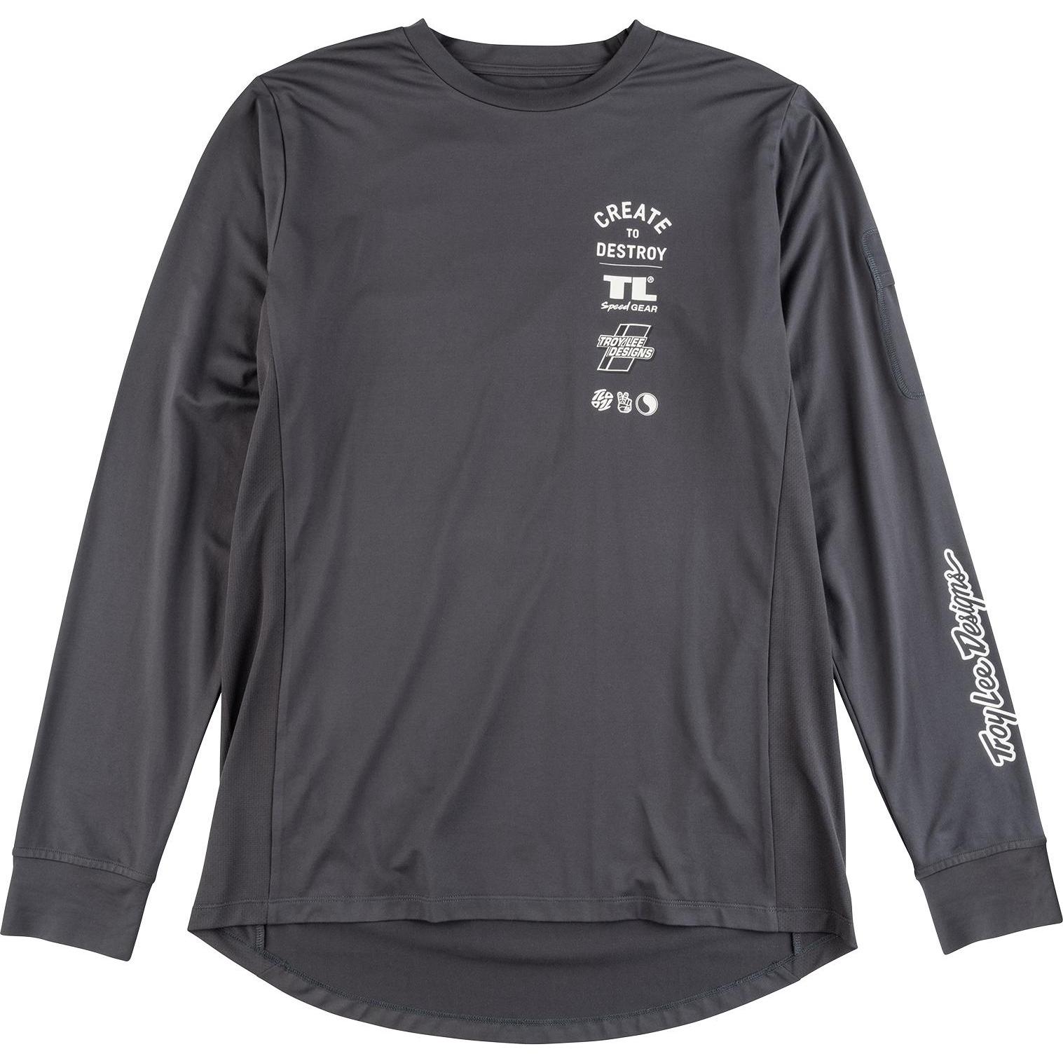 Troy Lee Designs, Herren, Velotrikot, Ruckus Long Sleeve Ride Tee - Destroy carbon L (L), Grau, L