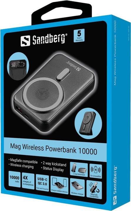 Actual product image Sandberg Mag Wireless Powerbank, 10000 (10000 mAh, 15 W, 38.50 Wh)