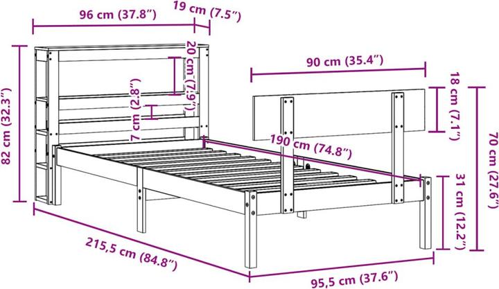 Image du produit vidaXL Bettgestell (90 x 190 cm)