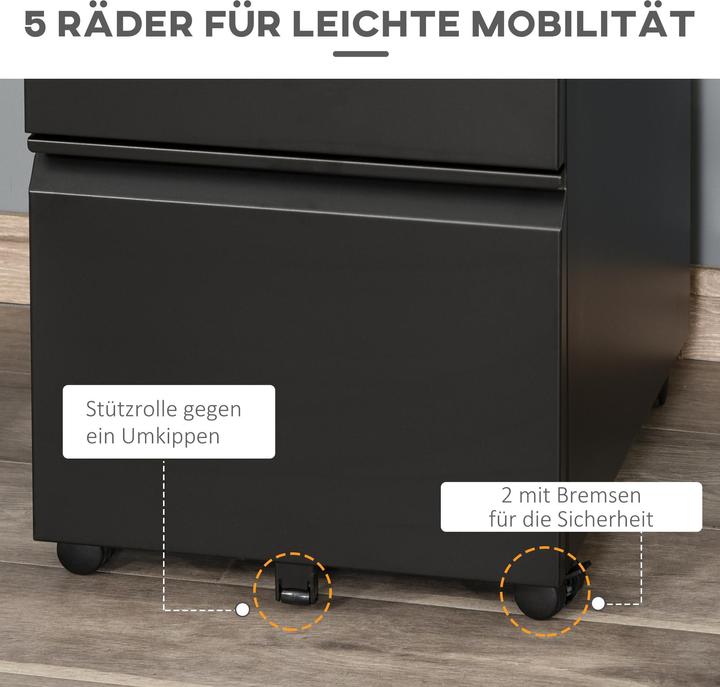 Produktbild Vinsetto Rollcontainer mit Schubladen und Ablagefläche (39 x 48 x 60 cm)