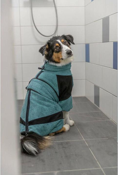 Immagine prodotto Trixie Badjas / Huisoverall Badstof Petrol - 46 Cm (M, Accappatoio per cani, Salopette per cani)