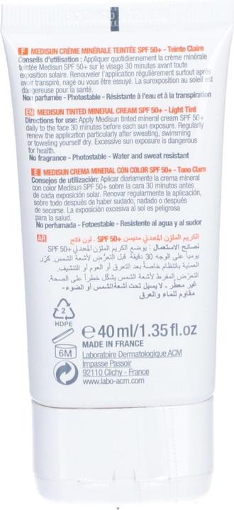 Image du produit ACM Laboratoires ACM Medisun Mineral Moisturizing and Toning Cream SPF 50+ - Light Tint, 40 ml (Crème solaire visage, SPF 50+, 40 ml, 30 g)