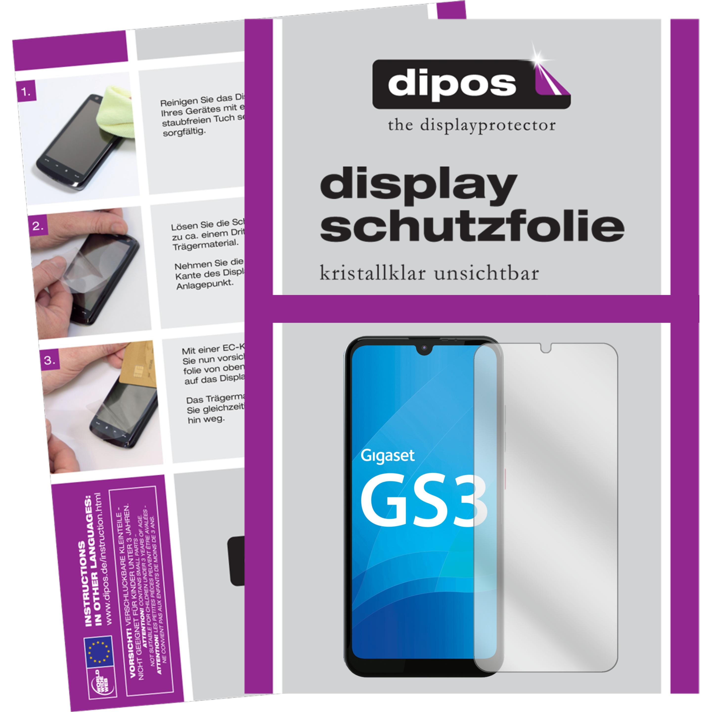 Dipos Displayschutzfolie Crystalclear (2 Stück, Gigaset GS3), Smartphone Schutzfolie, Transparent