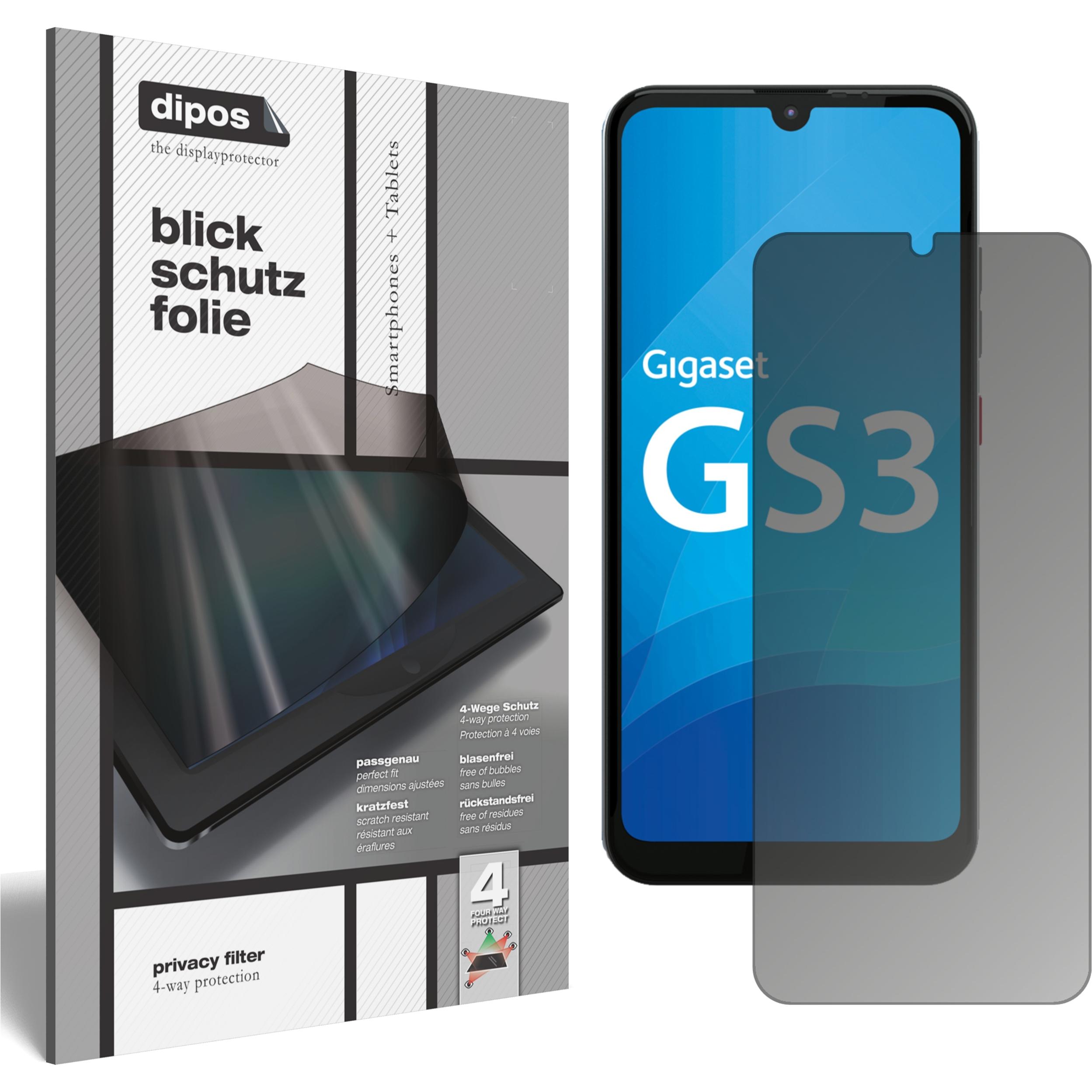 Dipos Blickschutzfolie 4-Way Privacy (1 Stück, Gigaset GS3), Smartphone Schutzfolie, Transparent