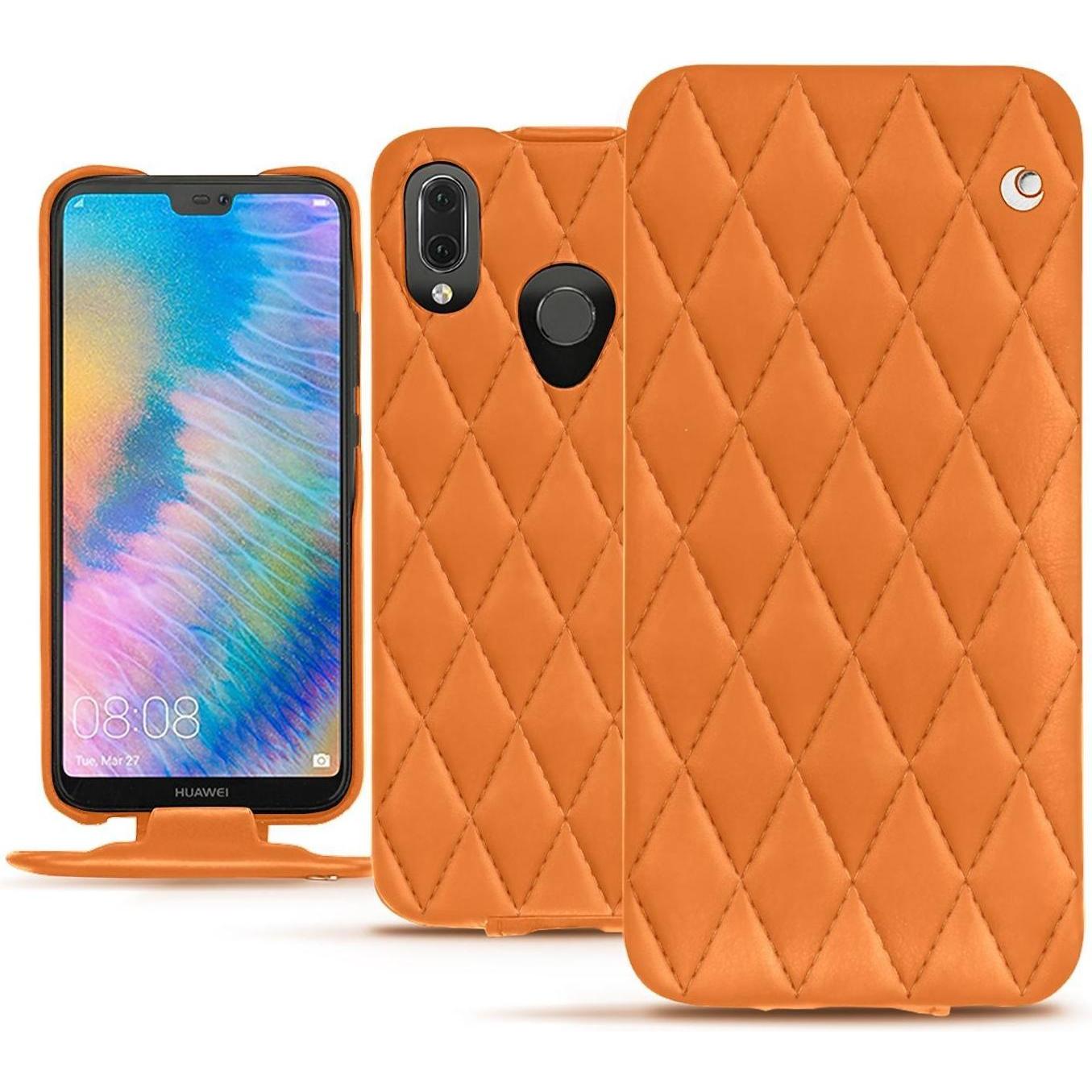 Noreve Lederschutzhülle vertikal (Huawei P20 Lite), Smartphone Hülle, Orange