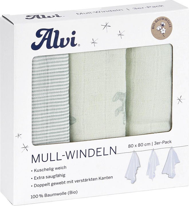 Produktbild Alvi Mull Windeln 'Teddy' (80 cm, 80 cm)