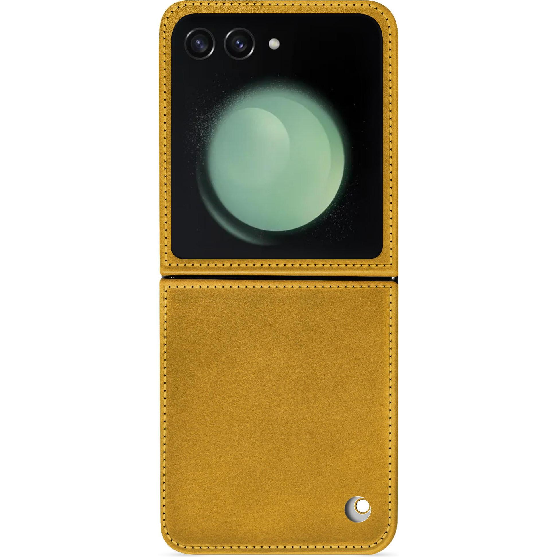 Noreve Lederschutzhülle Samsung Galaxy Z Flip5 (Samsung Galaxy Z Flip5), Smartphone Hülle, Orange