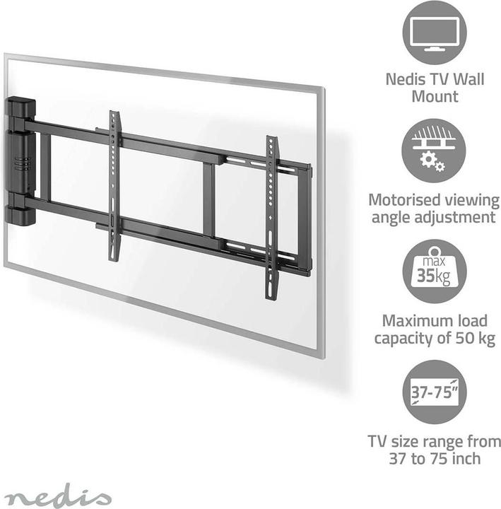 Immagine prodotto Nedis Supporto a parete per TV motorizzato - 32-75" - peso massimo dello schermo supportato: 50 kg - (Muro, 75", 50 kg)