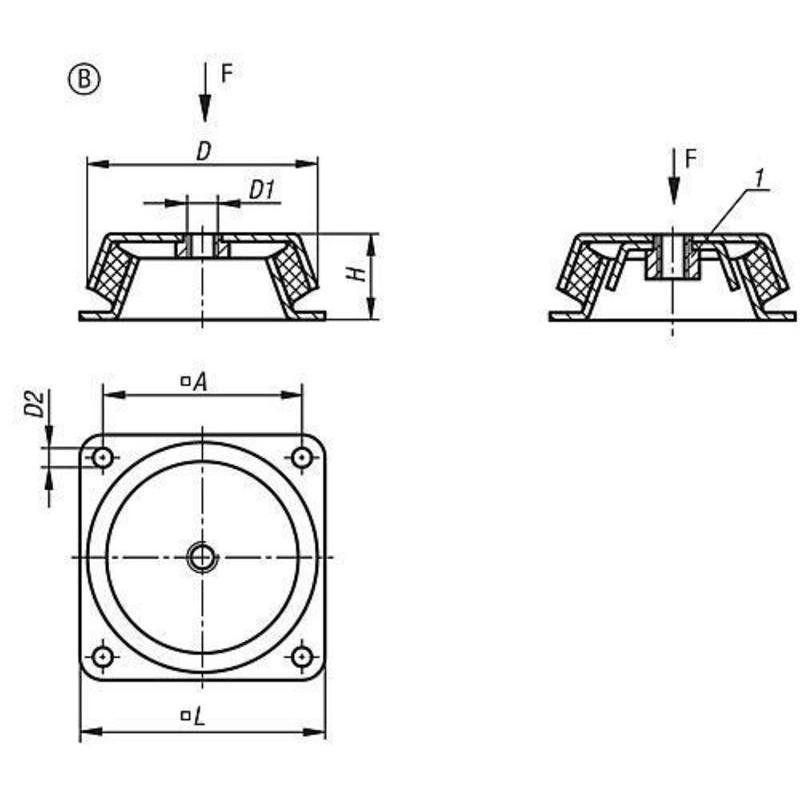 Thumbnail - Kipp, Möbelausstattung, Maschinenfuss, K0687, Stahl, Form B
